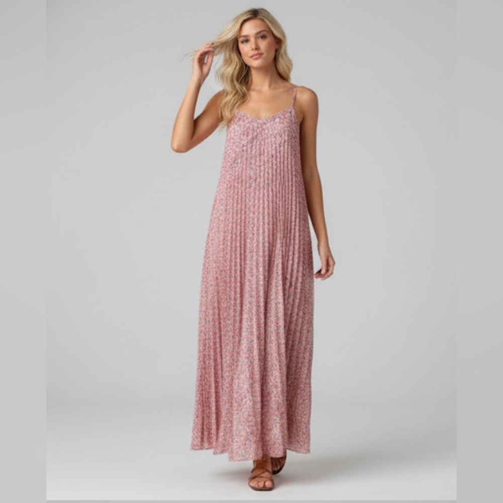 Last One 🔥 Floral Backless Pleated Sleeveless Cami Dress Pink